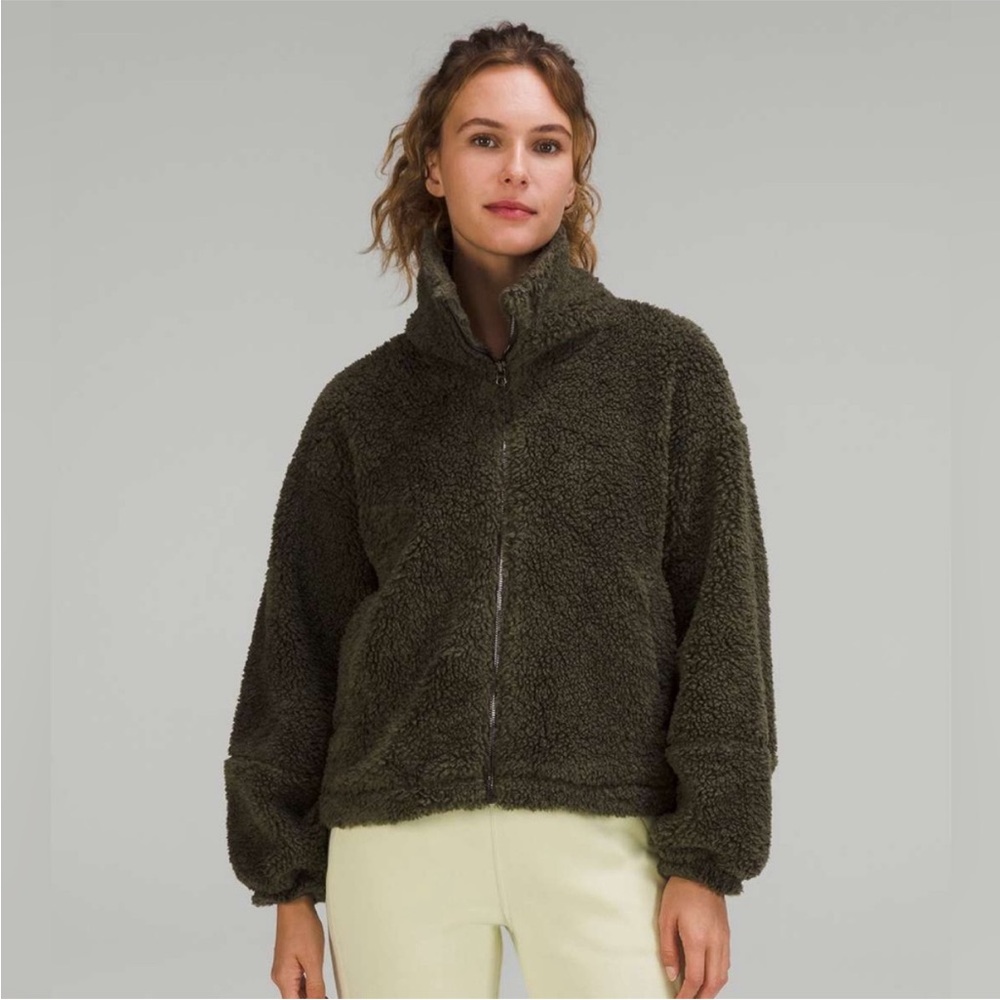 Lululemon Women’s Cinchable Fleece Zip Up Jacket Army Green Size 12